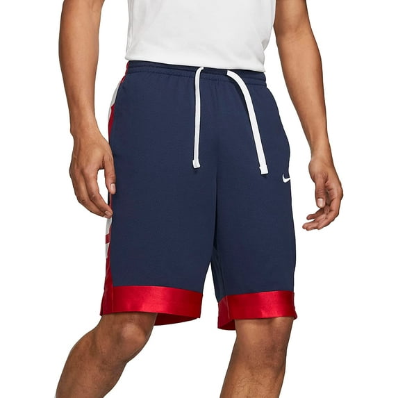 Nike Dri-FIT Elite Stripe Mens Basketball Training Shorts Midnight Navy/University Red/White Medium