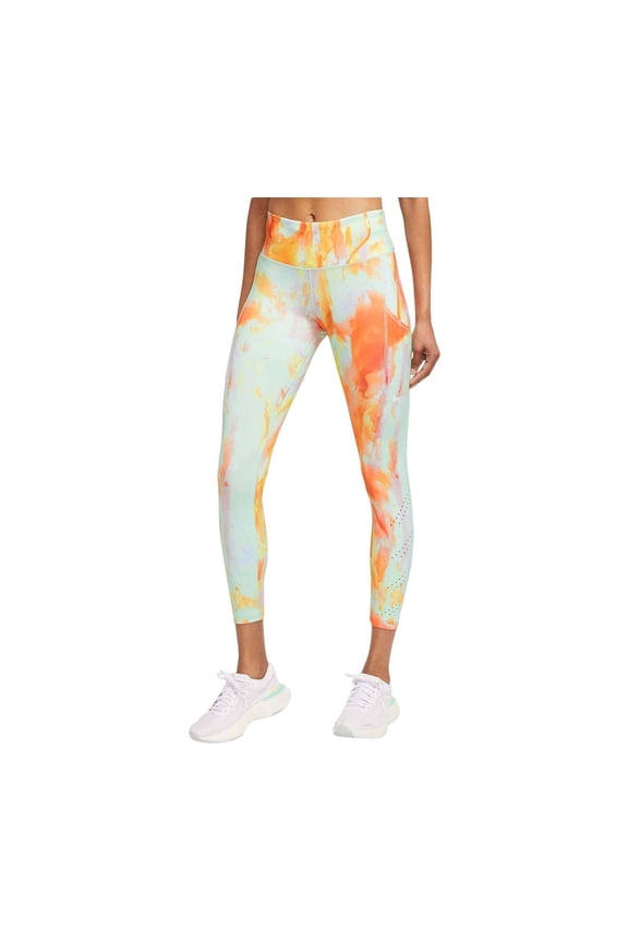 Dri-FIT Epic Luxe Women's Mid-Rise 7/8 Pocket Running Leggings (as1, Alpha, x_s, Regular, Regular, Mint Foam/Doll, X-Small, Tight Fit)