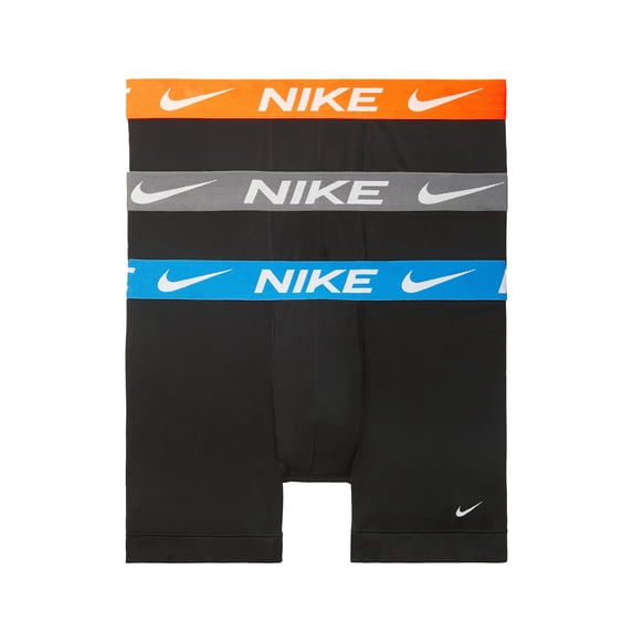 Men's Nike 3-Pack Dri-FIT Essential Microfiber 6" Boxer Briefs Color: B Blue Grey Orange Size: M