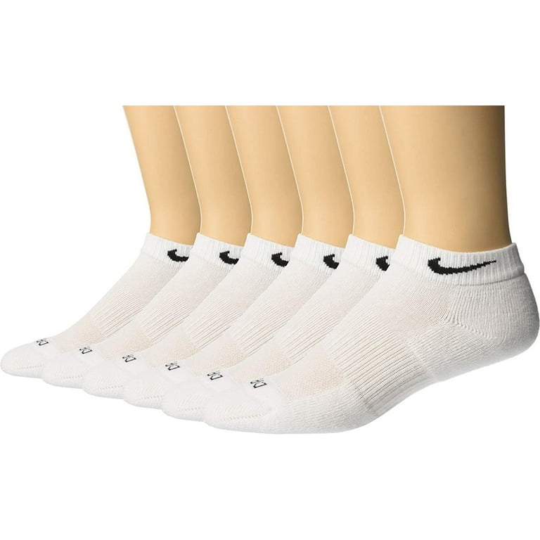 Nike Men's 6-Pack Everyday Plus Cushioned Low-Cut Socks, White