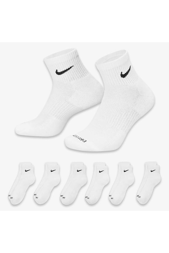 Dri-FIT Everyday Plus Cushioned Mid Training Quarter Ankle Socks (6 Pack) White