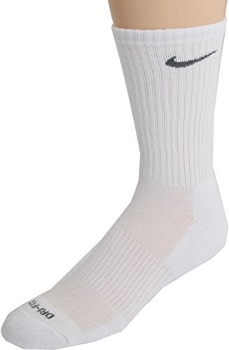 NIKE Dri-FIT Half-Cushion Crew Socks, X-Large, White, 3-Pair Pack