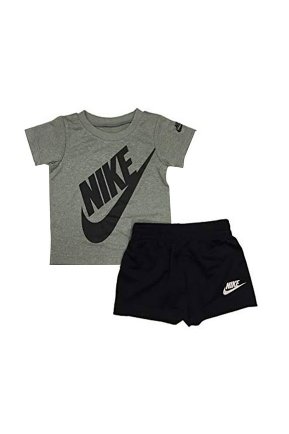 Dri-FIT Logo Tee & Shorts Set Boys Active Shirts & Tees Size 5, Color: Grey/Black
