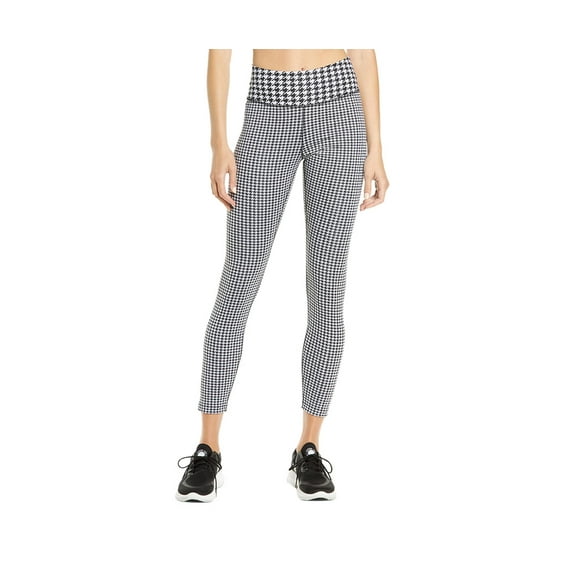 Nike Dri-FIT One Icon Clash Mid-Rise Cropped Printed Womens Active Leggings Size XS, Color: Black/White