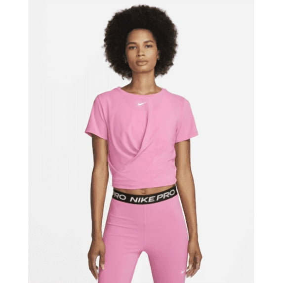 Nike Dri-FIT One Luxe Women's Twist Cropped Short-Sleeve Top Color: White Size: L