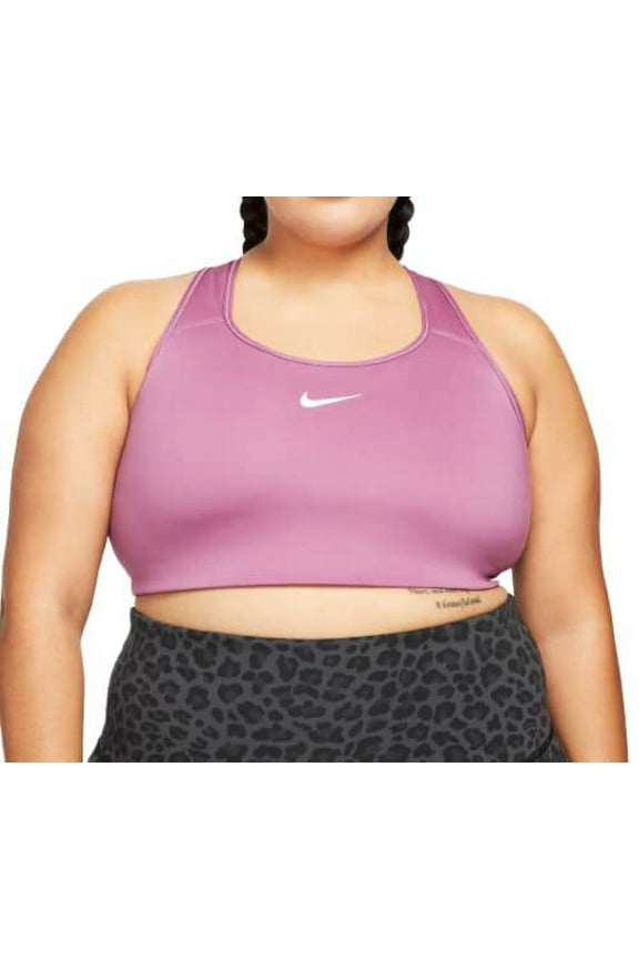 Dri-FIT Swoosh Women's Medium-Support Padded Sports Bra Plus Size Pink/White 2X DH3384-507