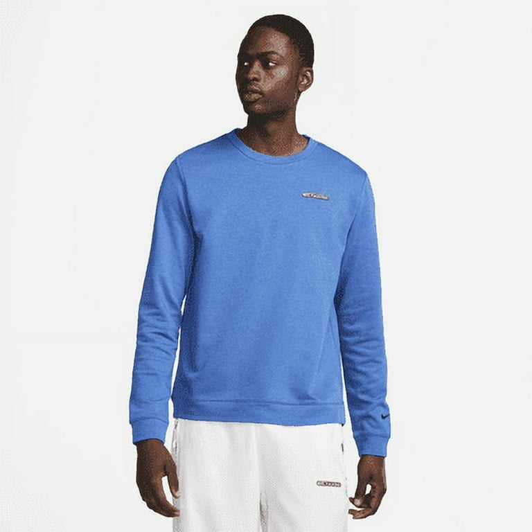 Nike Dri FIT Track Club Men s Fleece Long Sleeve Crew Neck Running Sweatshirt Color Court Blue Heather Black Size XL Walmart