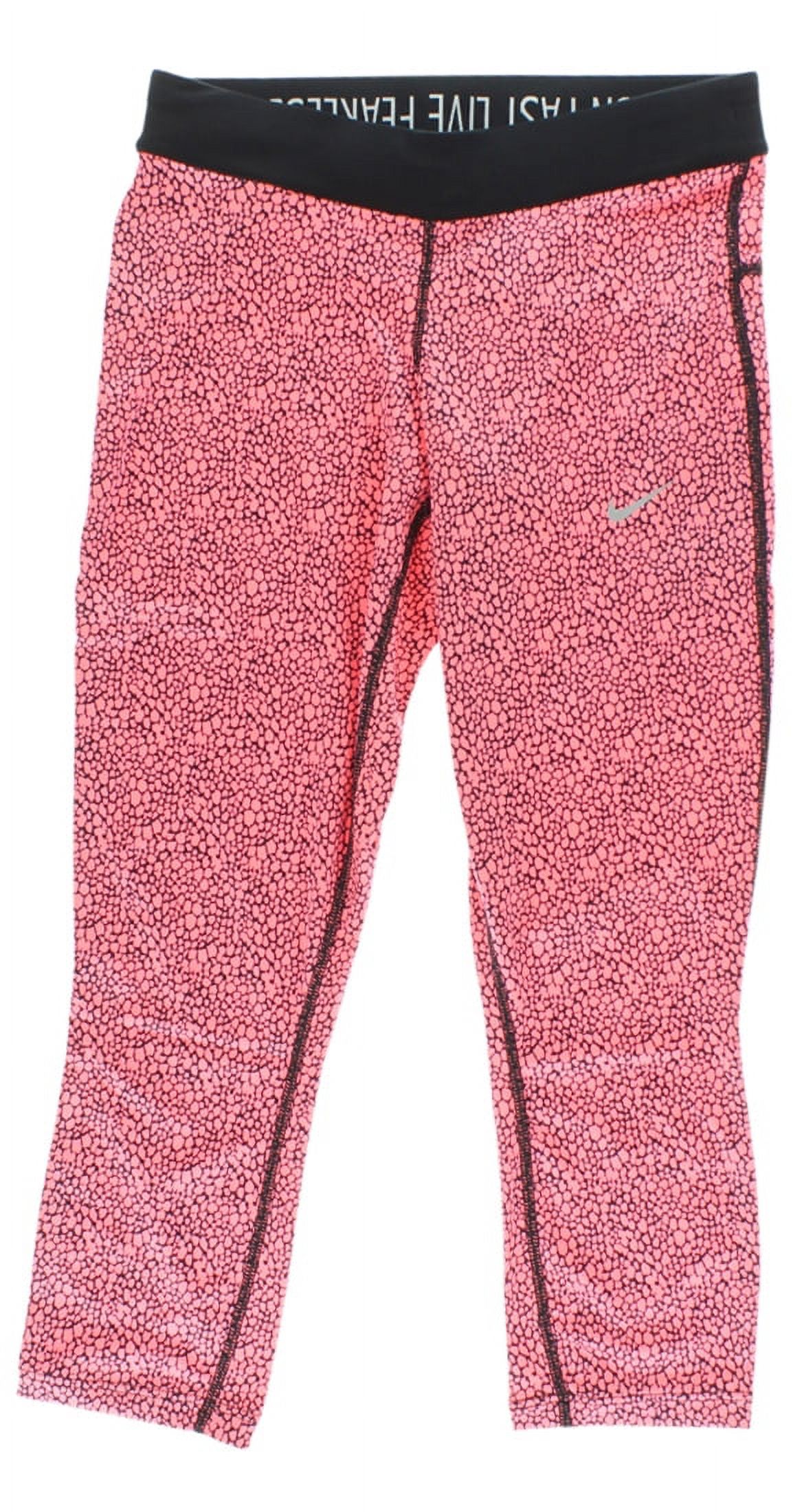 Nike Dri-Fit Aop Relay Crop Running Womens Active Leggings Size Xs, Color: Lava Glow/Black/Reflective Silver - image 1 of 2