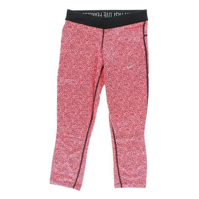 Nike Dri-Fit Aop Relay Crop Running Womens Active Leggings Size Xs, Color: Lava Glow/Black/Reflective Silver