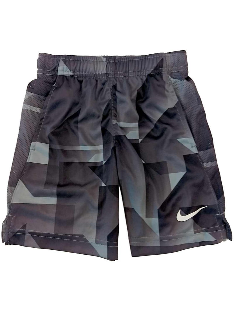 Nike Dri-Fit Boys Gray & Black Geometric Print Athletic Basketball