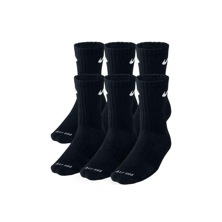 Nike Dri-Fit Cushion Crew Socks - Large 6 Pair Pack - Walmart.com