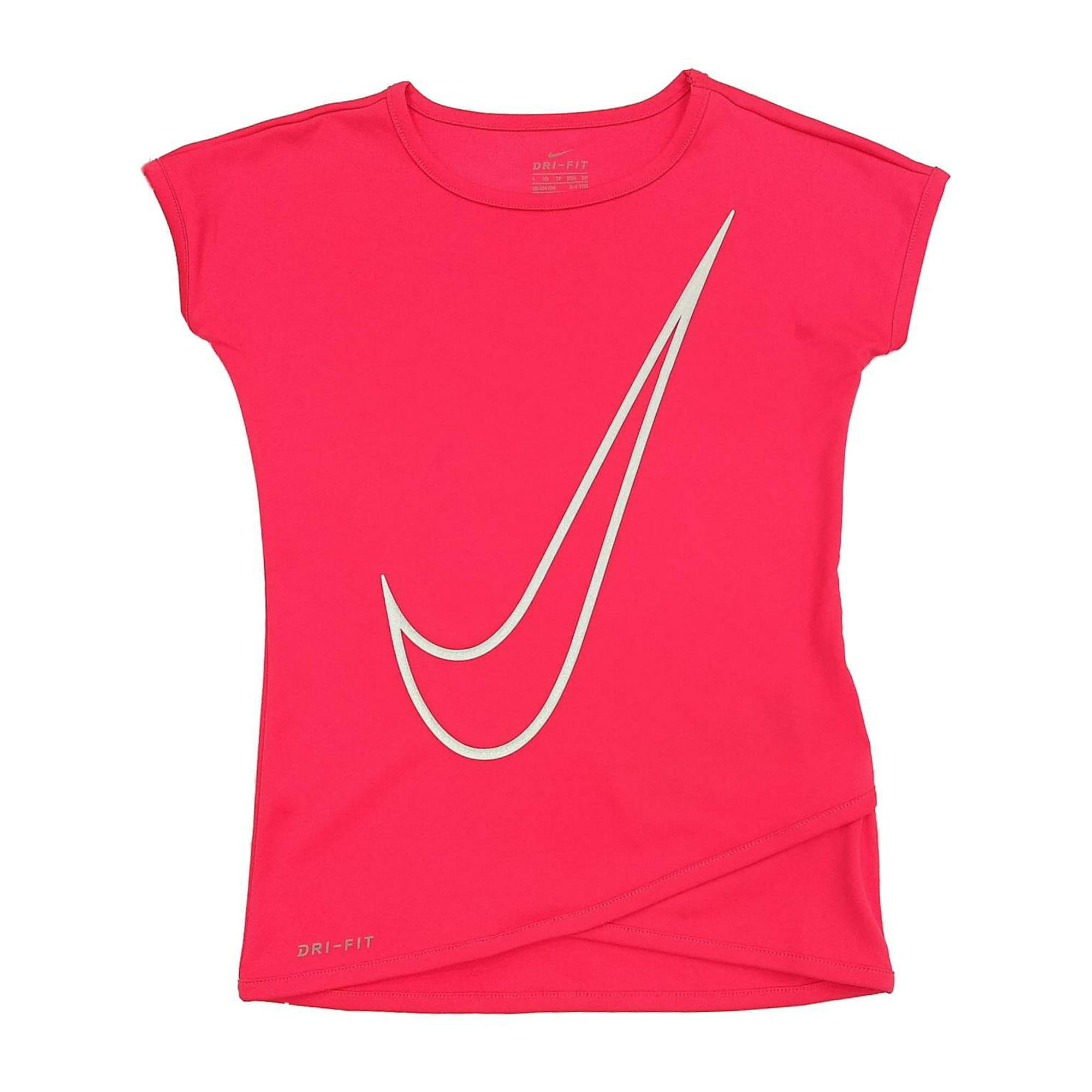 Nike Girls Silky Coral Pink Swoosh Athletic T-Shirt Work Out Shirt M (6) - Walmart.com