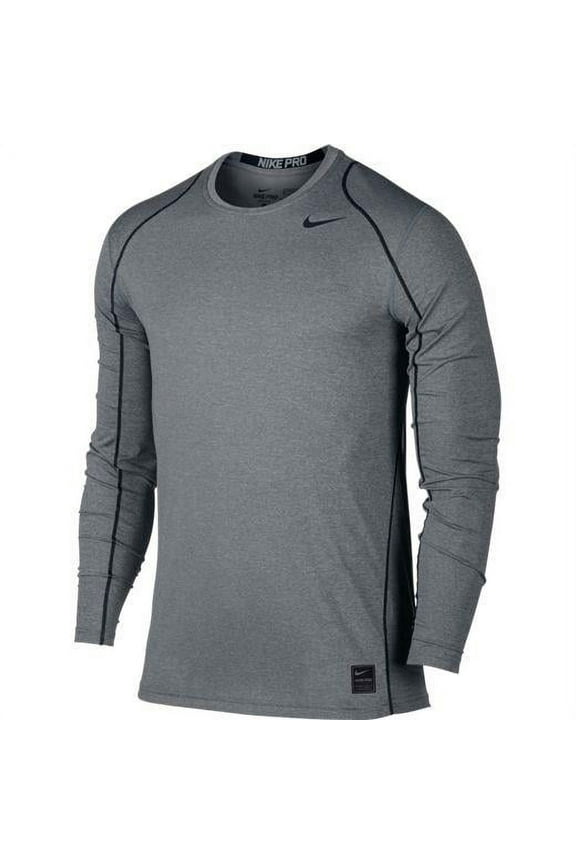 Dri-Fit Men's Pro Cool Fitted Long Sleeve Shirt 703100-091 Carbon Heather