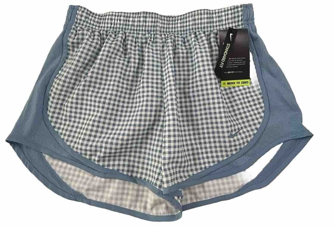 Nike Dri Fit Tempo Running Shorts Gingham Blue Lined DH3067-424 Womens Size XS