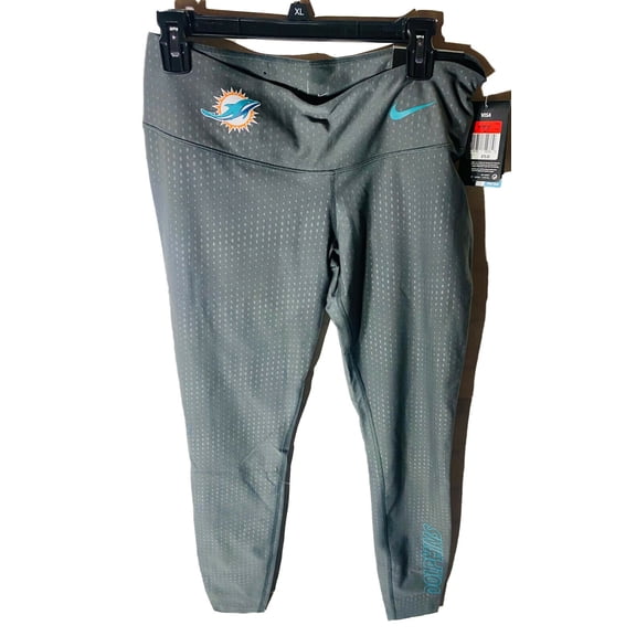 Nike Dri Fit Women's Miami Dolphins Athletic Workout Pants Gray LARGE