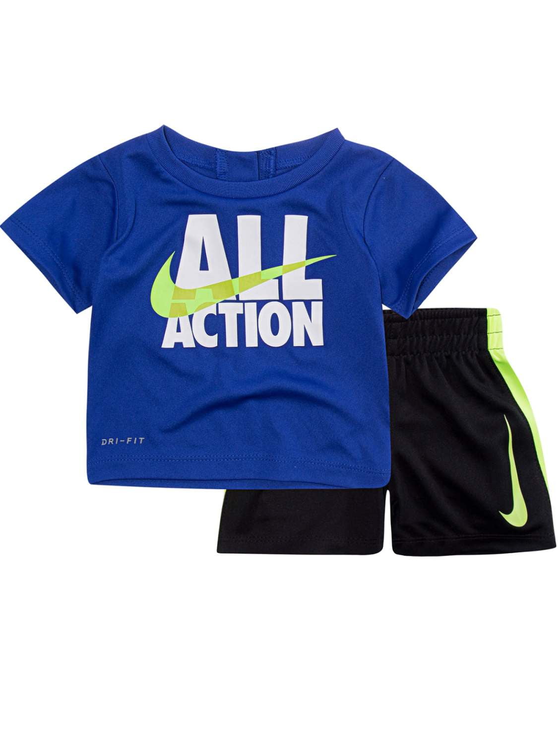 Nike Dri-fit Boys Outfit Blue All Action Shirt & Black Athletic Shorts Set  L 