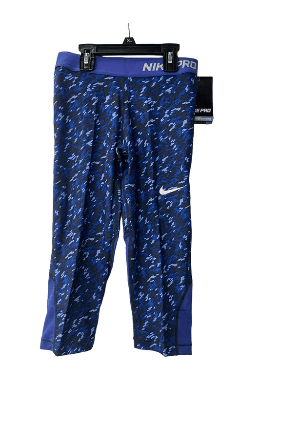 Dri-fit Youth Girls Training Capri Tight Pants, Purple Blue, Medium