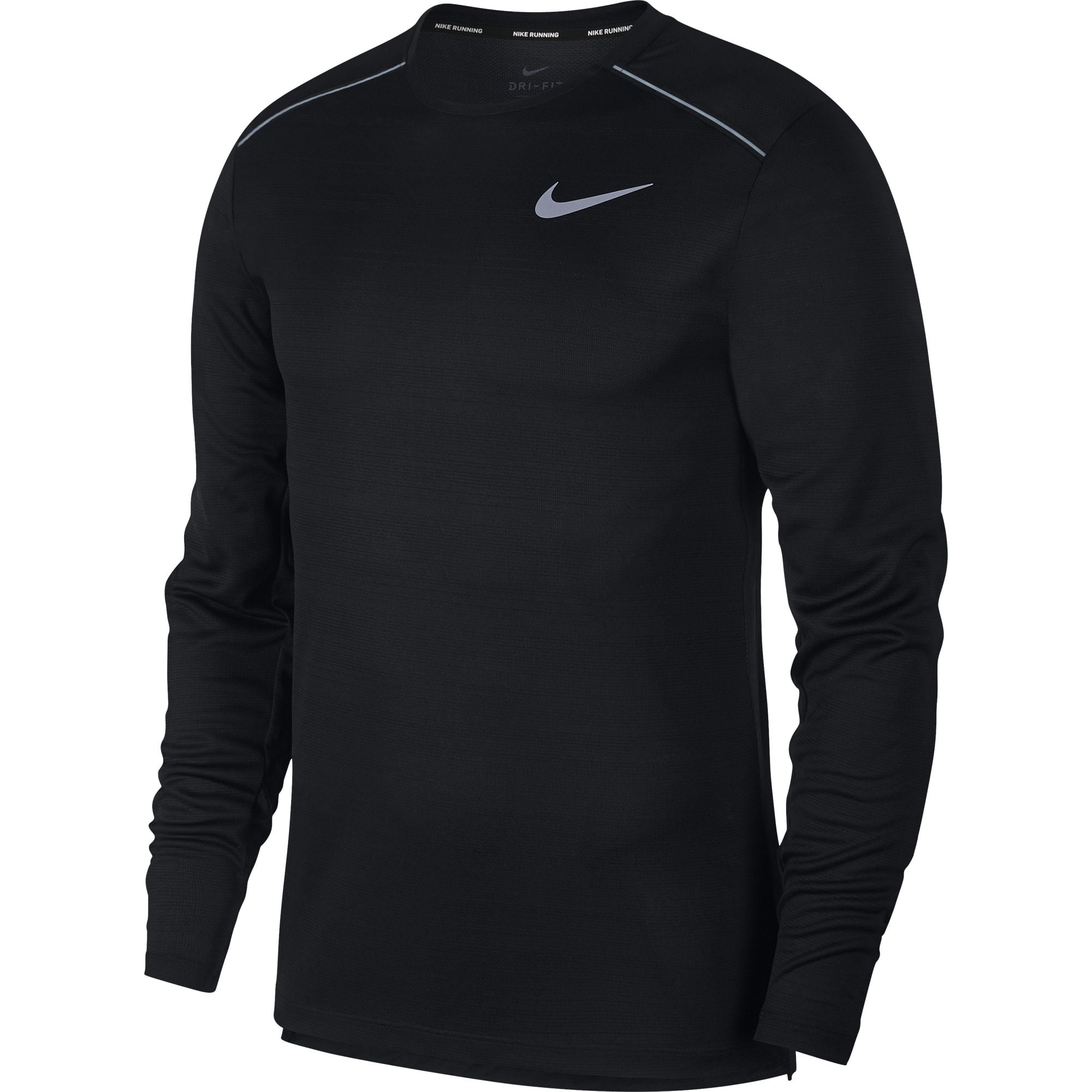 Men's Nike Dri Fit Miler Long Sleeve Running Top Black/Reflective
