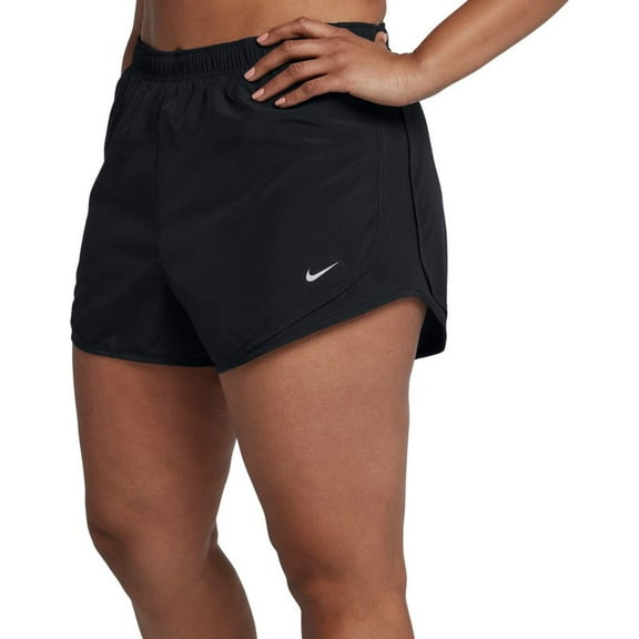Nike Tempo Shorts Womens 1X Black Dri Fit High Rise Flat Front Activewear FTS566