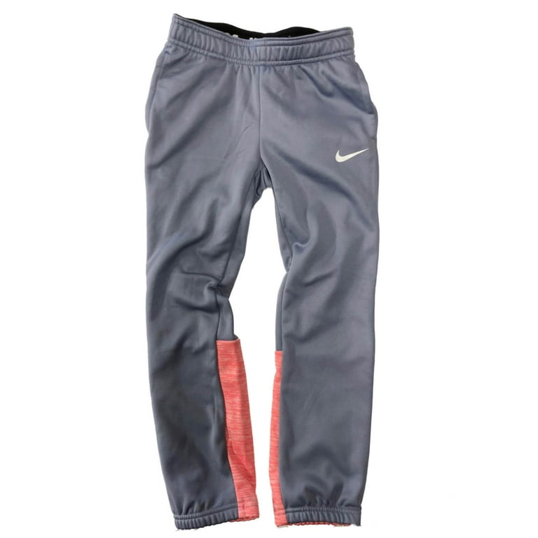 Nike Dry Therma Girls Gray & Pink Dri-fit Athletic Leggings Sweat Pants M(6)  