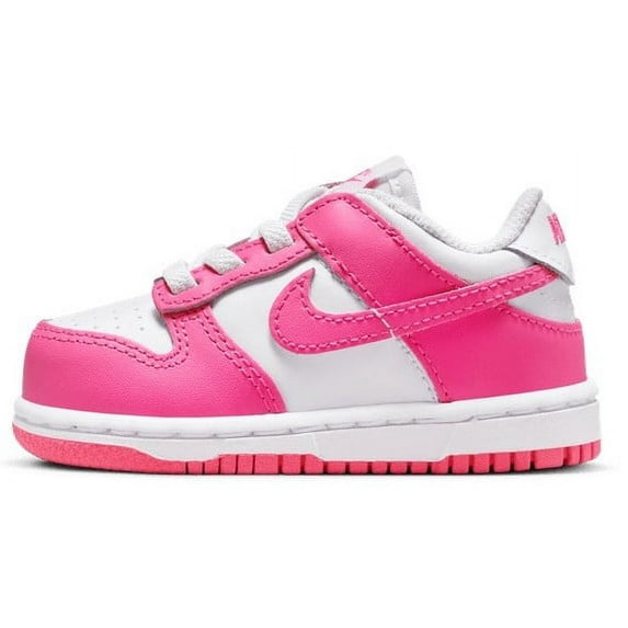 Toddler's Nike Dunk Low White/Laser Fuchsia (FB9107 102) - 8
