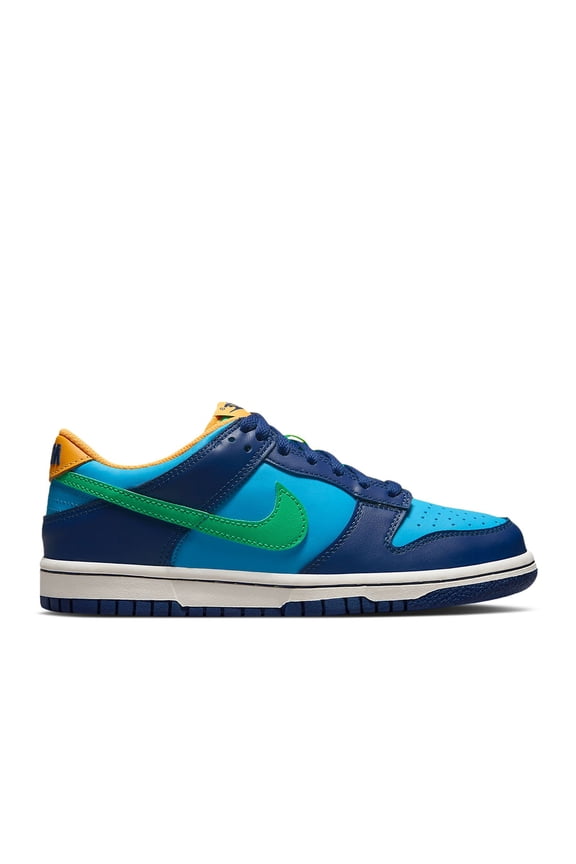 Dunk Low GS Big kid Shoes, Baltic Blue/Electric Algae/Deep Royal/Laser Orange, Size 5