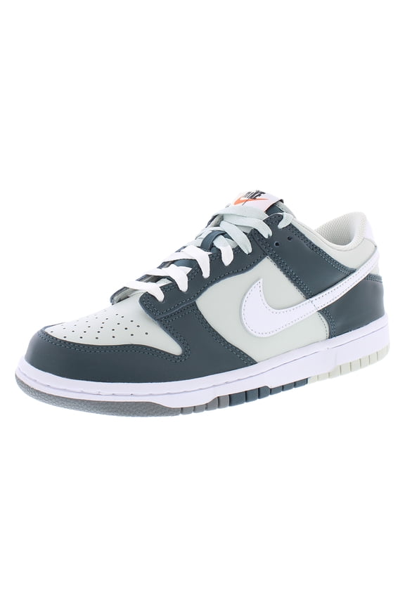 Dunk Low Leather GS Boys Shoes Size 6.5, Color: Deep Jungle/White/Light Silver