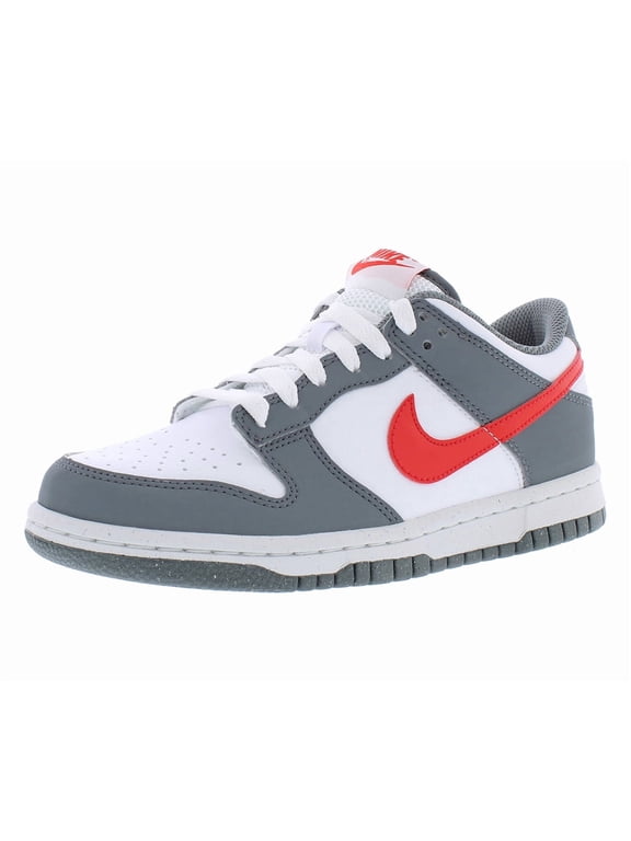 Dunk Low NN GS Boys Shoes Size 5.5, Color: Smoke Grey/Light Crimson/White