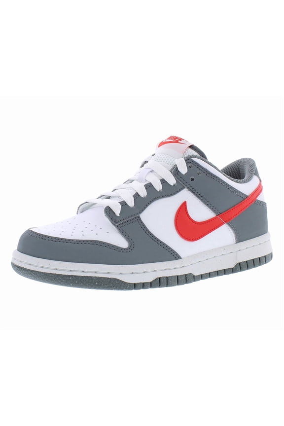 Dunk Low NN GS Boys Shoes Size 5.5, Color: Smoke Grey/Light Crimson/White
