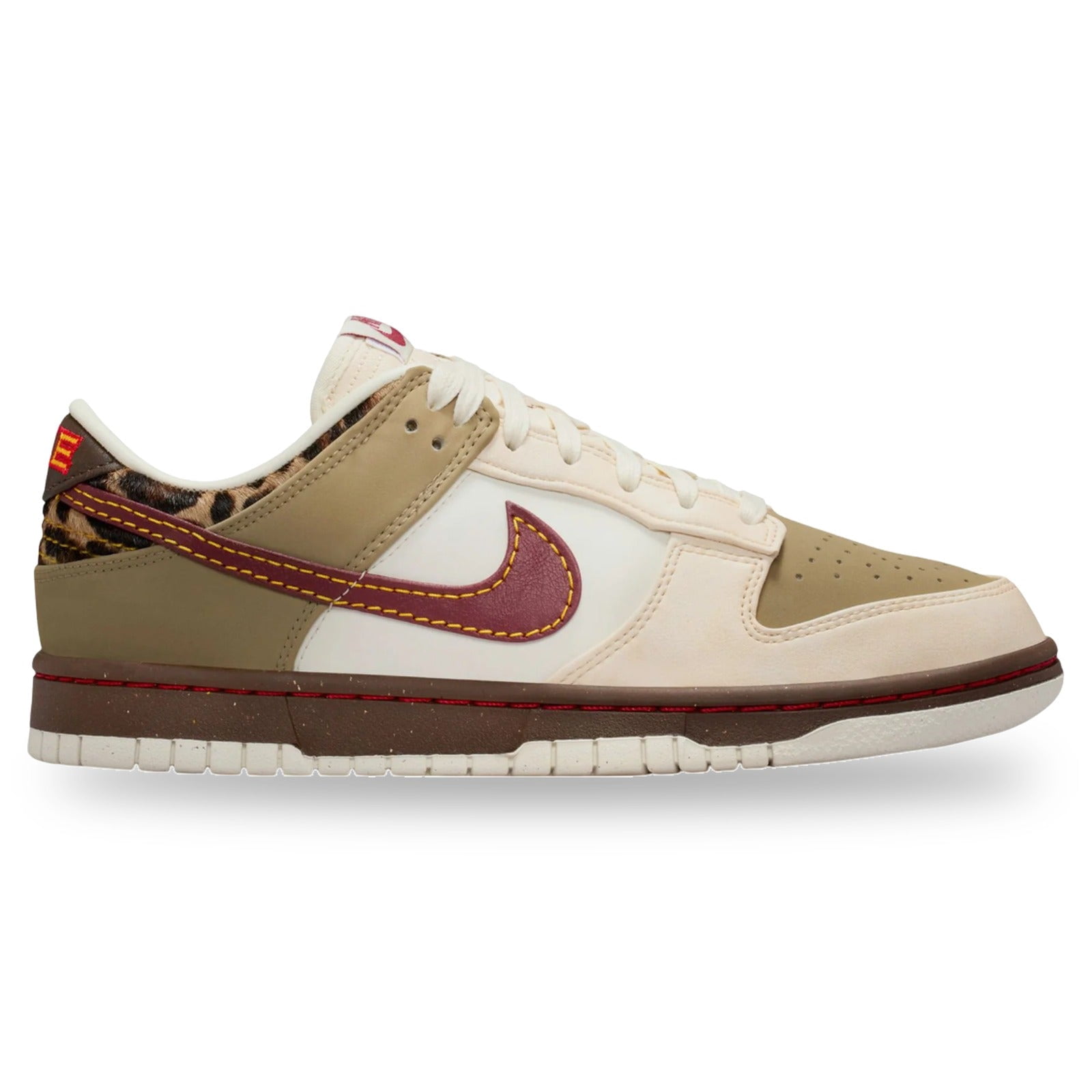 Nike Dunk Low Retro Khaki Team Red Pearl White Leopard (Women's