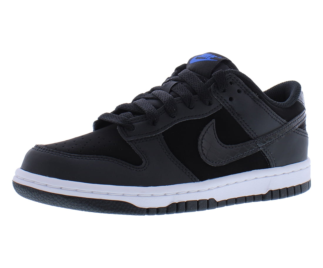 Nike Dunk Low SE Leather GS Boys Shoes Size 7, Color: Black/Black/White/Game Royal