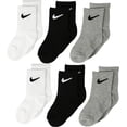 thumbnail image 1 of Nike Elastane Mid Calf Athletic Socks Kids 4-5 T, White/Dark Gray Heather (6 Pack), 1 of 2