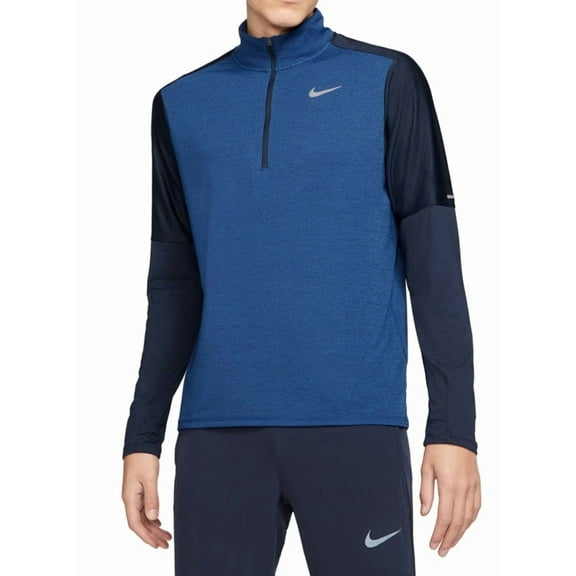Nike Element Men's Dri-FIT 1/2-Zip Running Top Color: Obsidian/Game Royal/Heather Size: M