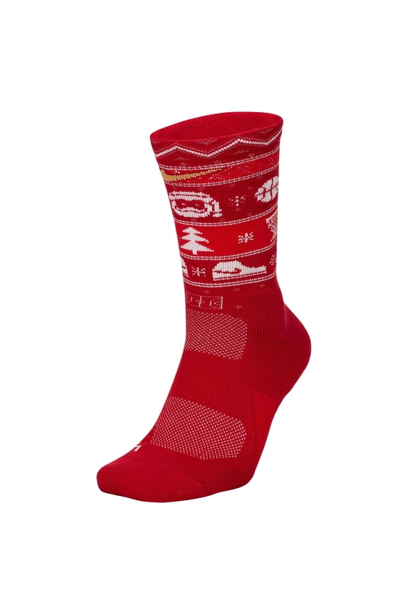 Elite Basketball Crew Christmas Socks SX7866 687 Sz L (8-12 Men / 10-13 Wmn's)