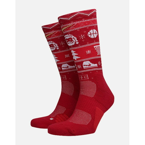Nike Elite Crew Socks Unisex Red White Holiday SX7866-687