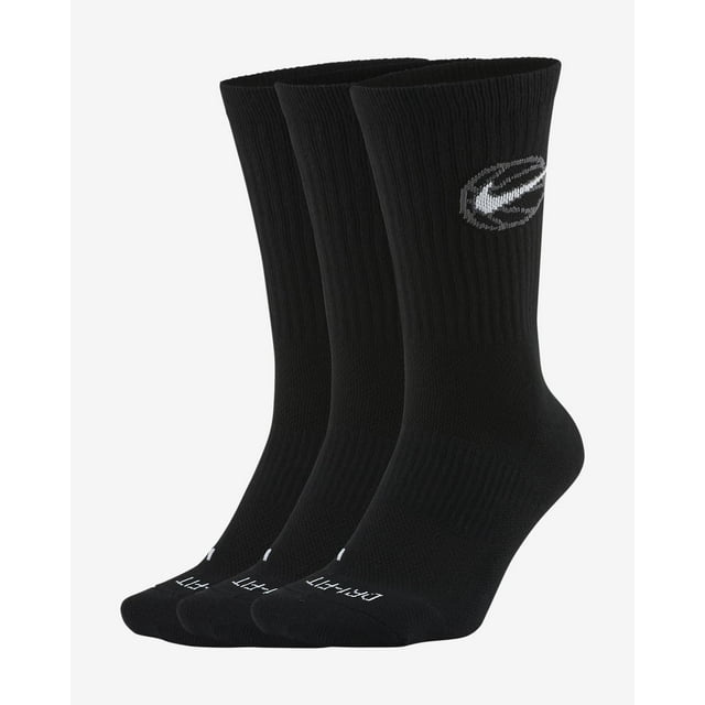 Men's Nike 3pack Everyday DriFIT Basketball Crew Socks Color Black