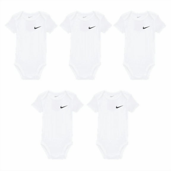 Nike Essentials Baby (0-9M) 5-Pack Bodysuit Set Color: White Size: 3M
