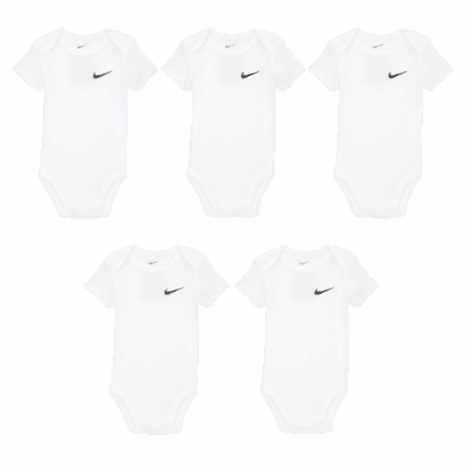 Nike Essentials Baby (0-9M) 5-Pack Bodysuit Set Color: White Size: 6M