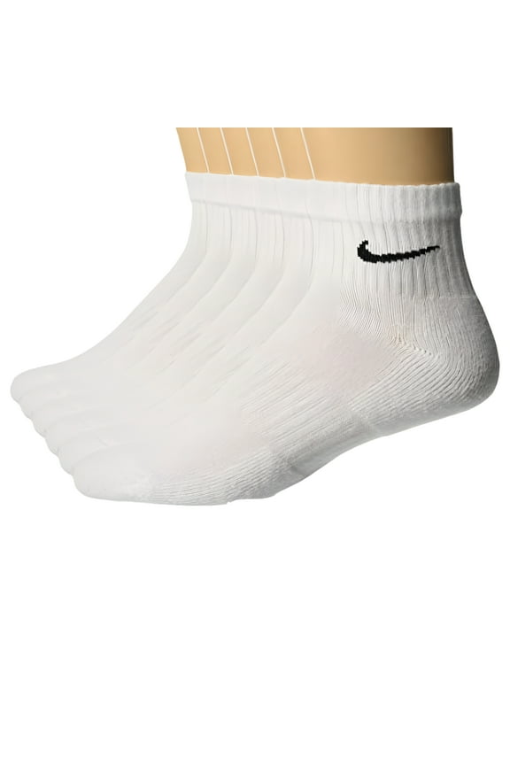 Everyday Cotton Cushioned Ankle Quarter 6 Pair Socks with DRI-FIT Technology, White, Large