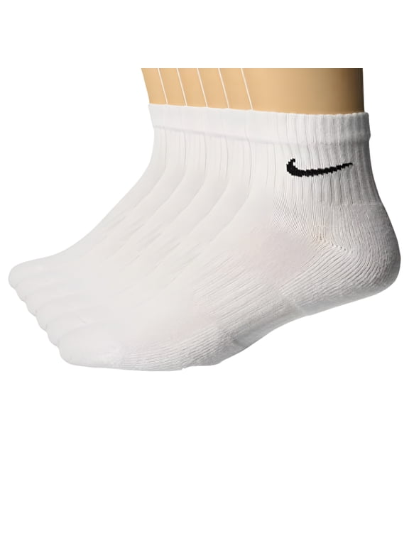Everyday Cotton Cushioned Ankle Quarter 6 Pair Socks with DRI-FIT Technology, White, Large