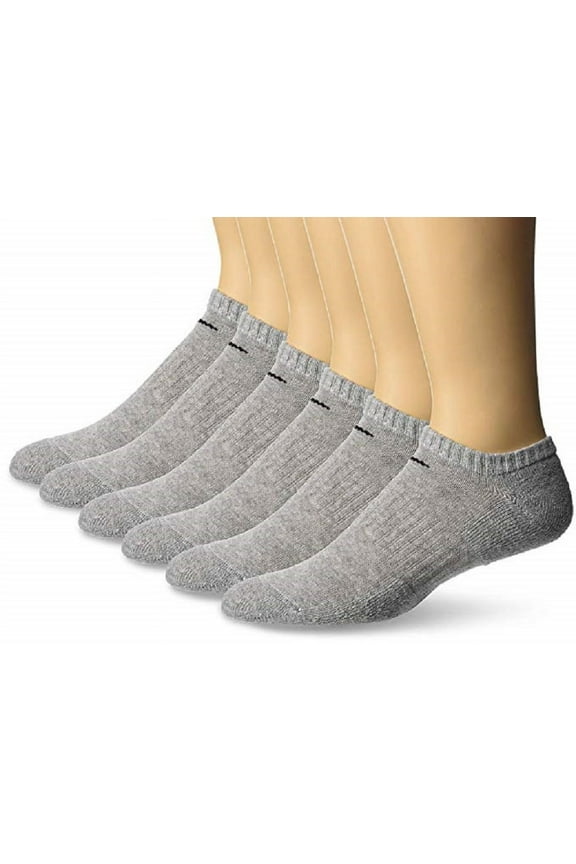 Nike Everyday Cotton Cushioned No Show Socks, Dark Grey Heather/Black, Large (Pack of 6 Pairs)