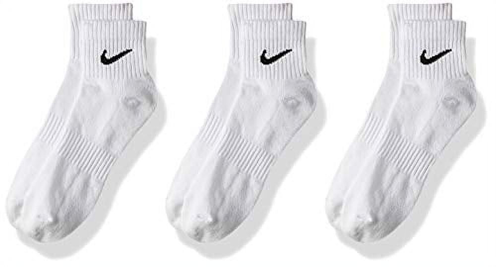 NIKE Everyday Cushion Ankle Training Socks (3 Pair), Men's & Women's Ankle Socks with Sweat-Wicking Technology, White/Black, Medium
