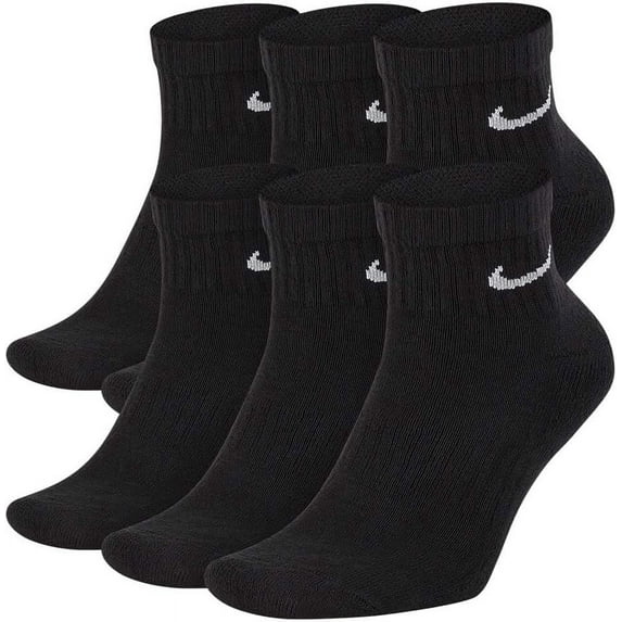 Nike Everyday Cushion Breathable Ankle Training Socks (6 Pair) Large Black/White