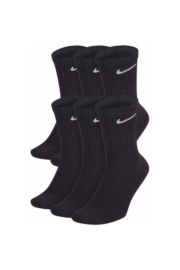 Everyday Cushion Crew Socks, 6 Pack Color: Black / Size: Large, Men 8-12, Women 10-13
