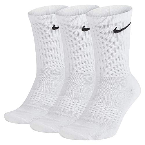 Nike Everyday Cushion Crew Training Socks, Unisex Nike Socks with  Sweat-Wicking Technology and Impact Cushioning (3 Pair), White/Black, Medium