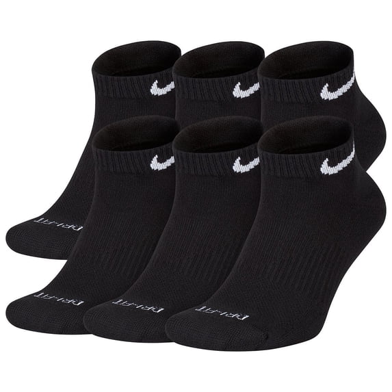 Nike Everyday Cushion Low Training Socks, Unisex Nike Socks, Black/White 6 Pair, S