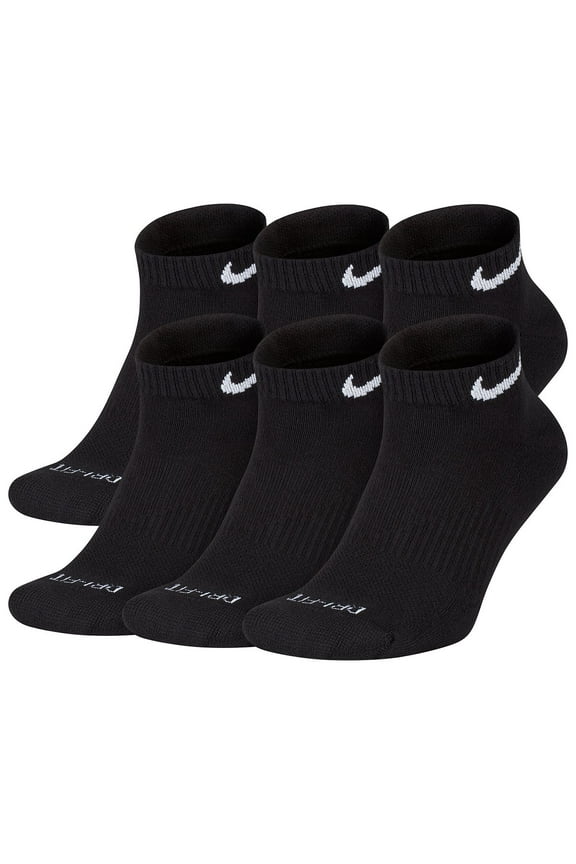 Everyday Cushion Low Training Socks, Unisex Nike Socks, Black/White 6 Pair, S