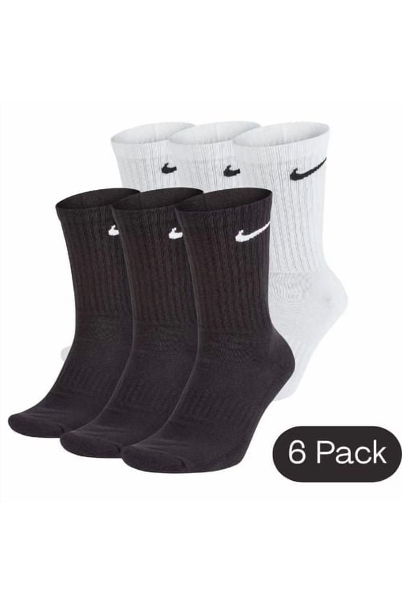 Everyday Cushion Socks, 6 Pack, White and Black