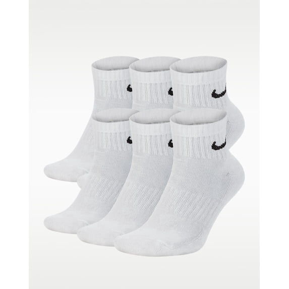 Nike Everyday Cushioned Training Ankle Socks (6 Pairs), White/Black, M