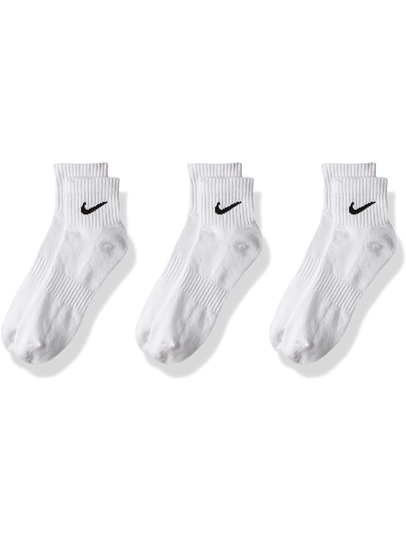 Everyday Cushioned/Training/Cotton Ankle Socks, White (3-Pairs)